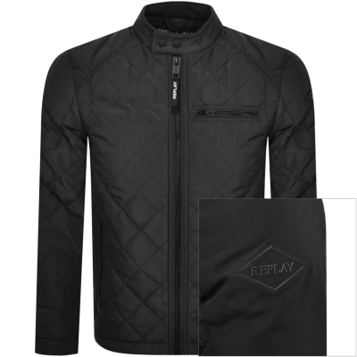 Replay Logo Quilted Jacket Black