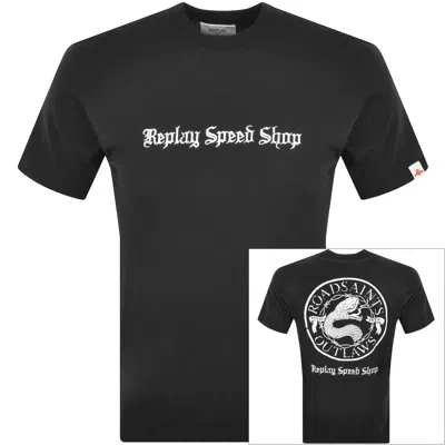 Replay Logo T Shirt Black