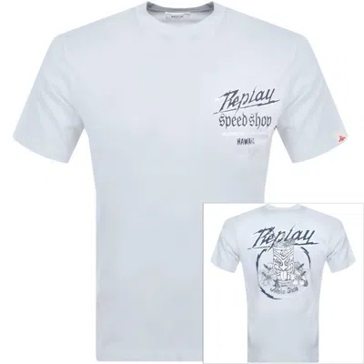 Replay Logo T Shirt Blue