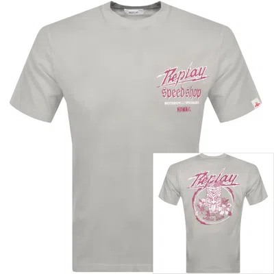 Replay Logo T Shirt Grey