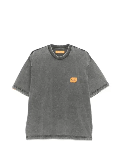 Replay Logo-patch Acid-wash T-shirt In Gray