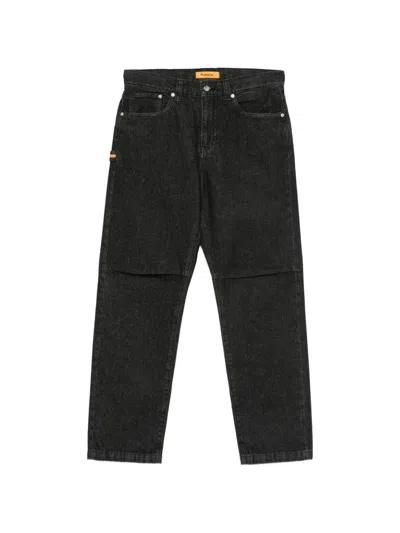 Replay Logo-patch Straight-leg Jeans In Black