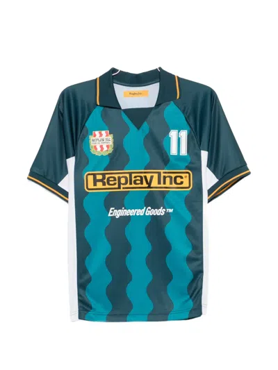 Replay Logo-print Polo Shirt In Blue