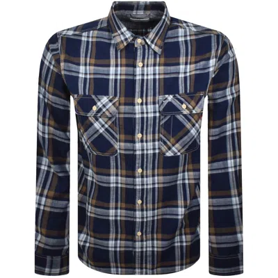Replay Long Sleeved Check Shirt Blue