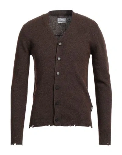 Replay Man Cardigan Chocolate Brown Size L Wool, Viscose, Polyamide