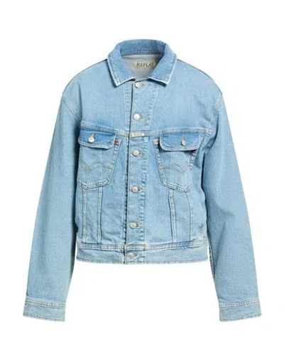 Replay Man Denim Outerwear Blue Size L Cotton, Elastane In Pink