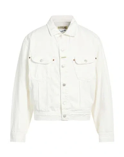 Replay Man Denim Outerwear White Size L Cotton In Red