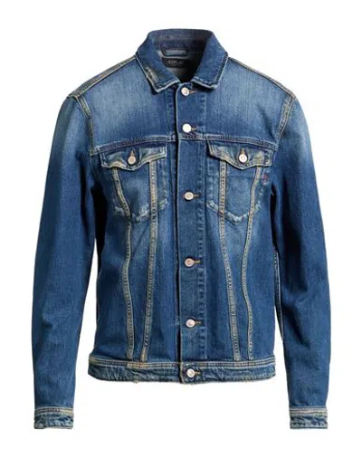 Replay Man Denim Shirt Blue Size Xl Cotton, Elastane