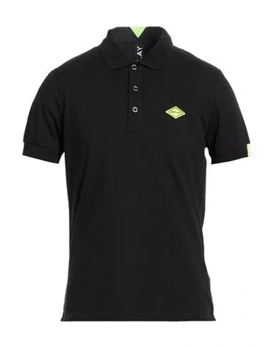 Replay Man Polo Shirt Black Size M Cotton, Elastane