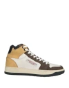 Replay Man Sneakers Off White Size 9 Leather, Textile Fibers In Brown