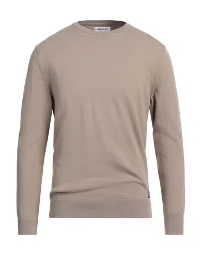 Replay Man Sweater Beige Size Xl Cotton, Polyester, Elastane In Neutral