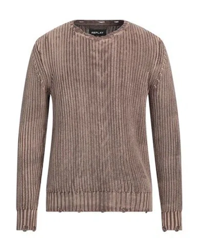 Replay Man Sweater Brown Size L Cotton