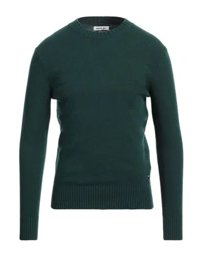 Replay Man Sweater Dark Green Size L Cashmere, Polyester, Wool, Elastane In Green