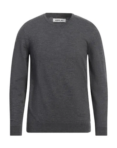 Replay Man Sweater Lead Size L Virgin Wool, Polyester, Elastane In Grey