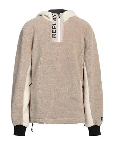 Replay Man Sweatshirt Beige Size Xxxl Polyester