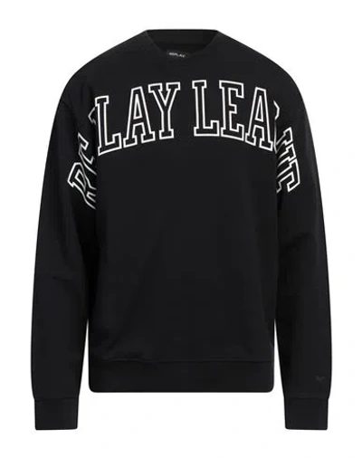 Replay Man Sweatshirt Black Size M Organic Cotton