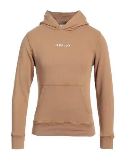 Replay Man Sweatshirt Camel Size Xxl Cotton In Beige