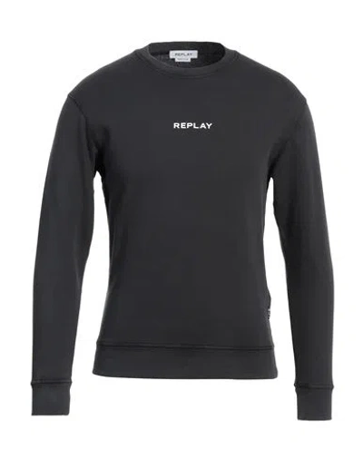 Replay Man Sweatshirt Charcoal Size Xs Organic Cotton In Black