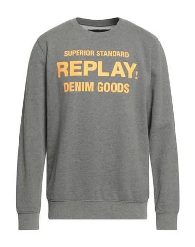 Replay Man Sweatshirt Grey Size L Cotton, Polyester In Gray