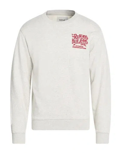 Replay Man Sweatshirt Light Grey Size L Cotton In White
