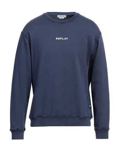 Replay Man Sweatshirt Navy Size L Organic Cotton