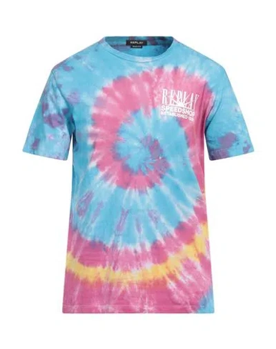 Replay Man T-shirt Azure Size L Organic Cotton In Blue