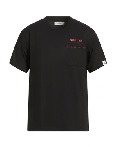 Replay Man T-shirt Black Size L Cotton