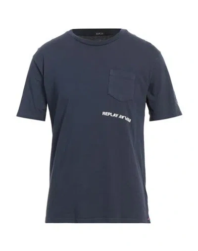 Replay Man T-shirt Navy Size S Cotton In Blue