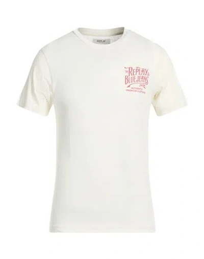 Replay Man T-shirt Off White Size S Cotton
