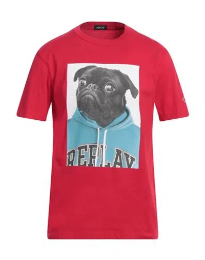 Replay Man T-shirt Red Size M Cotton