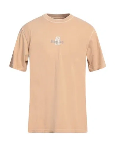 Replay Man T-shirt Sand Size L Cotton In Beige