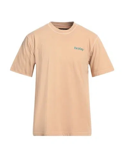 Replay Man T-shirt Sand Size L Cotton In Beige