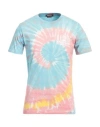 Replay Man T-shirt Sky Blue Size M Organic Cotton In Blue