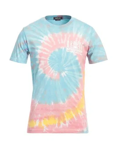 Replay Man T-shirt Sky Blue Size M Organic Cotton