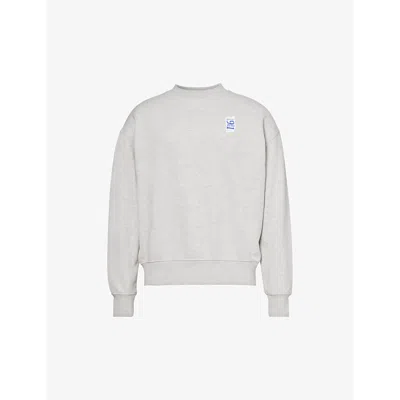 Replay Mens Grey Marl Logo-print Cotton-jersey Sweatshirt
