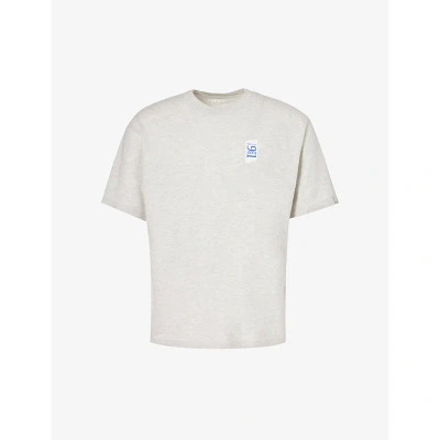 Replay Mens Grey Marl Logo-print Cotton-jersey T-shirt