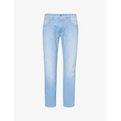 Replay Mens Light Blue Anbass X-lite Slim-fit Tapered Leg Jeans