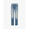 Replay Mens Medium Blue Anbass Hyperflex Whiskering Straight-leg Slim Fit Stretch-denim Jeans In Medium Blue