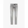 Replay Mens Medium Grey Anbass Hyperflex Whiskering Slim-leg Regular-fit Stretch-denim Jeans In Medium Grey