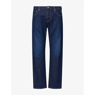 Replay Mens Aideen Straight-leg Denim Jeans Dark Blue In Multi