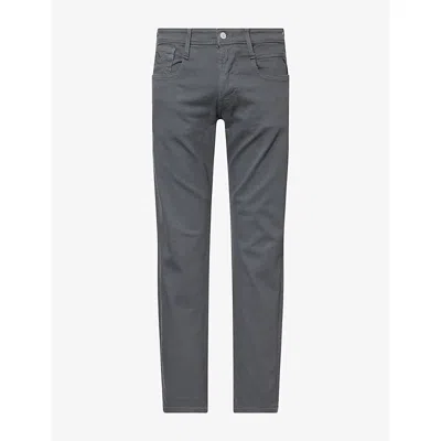 Replay Mens Anbass Slim-fit Denim Jeans Anthracite In Gray