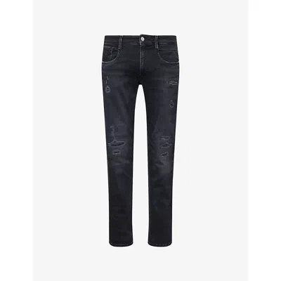 Replay Mens Black Delave Anbass Slim-leg Denim Jeans