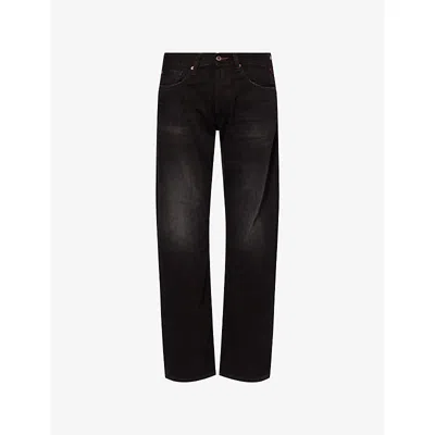 Replay Mens Black Deryck Straight-leg Denim Jeans