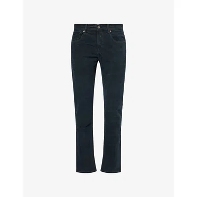 Replay Mens Black Grover Straight-fit Corduroy Trousers In Blue