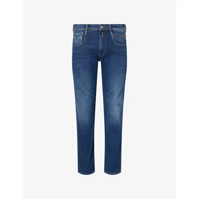Replay Mens Blue Anbass Slim-fit Stretch-denim Jeans