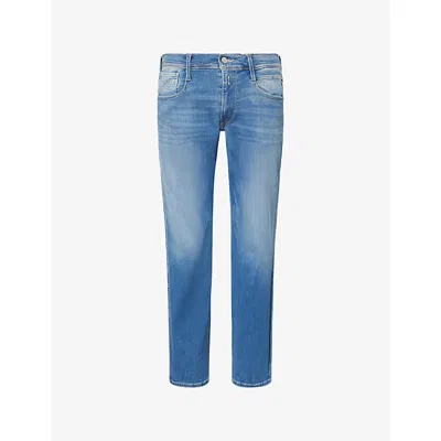 Replay Mens Blue Anbass Slim-fit Stretch-denim Jeans