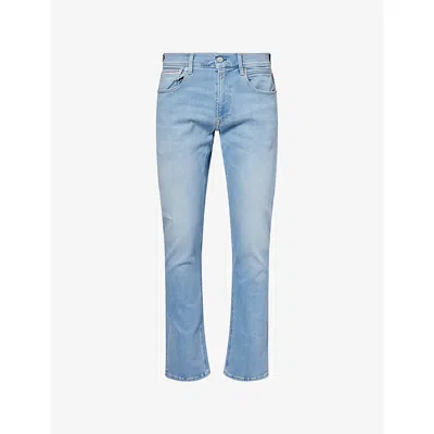 Replay Mens Blue Grover Hyperflex Straight-fit Denim Jeans