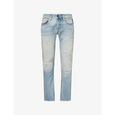 Replay Mens Blue Grover Straight-leg Cotton Jeans