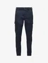 Replay Mens Blue Jaan Hypercargo Tapered-leg Stretch-cotton Blend Trousers In Blue