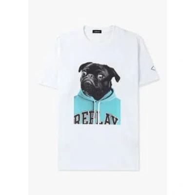 Replay Mens Classic Pug Print T-shirt In White